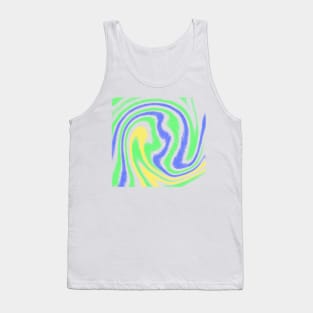 Blue green yellow fluid paint effect art Tank Top